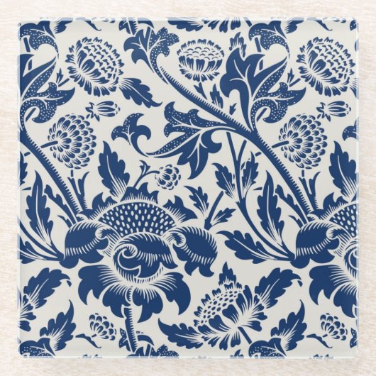 Intricate blue floral pattern on light background glasuntersetzer (Vorderseite)
