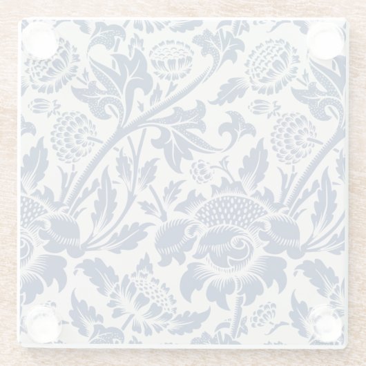Intricate blue floral pattern on light background glasuntersetzer (Rückseite)