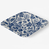 Intricate blue floral pattern on light background pappteller (Gewinkelt)