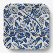 Intricate blue floral pattern on light background pappteller (Vorderseite)