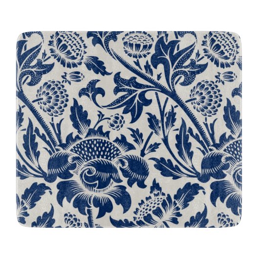 Intricate blue floral pattern on light background schneidebrett (Vorderseite)