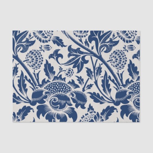 Intricate blue floral pattern on light background seidenpapier (Vorderseite)