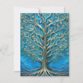 Intricate Blue Floral Tree of Life Graphic Dankeskarte (Vorderseite)
