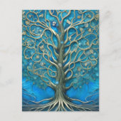 Intricate Blue Floral Tree of Life Graphic Postkarte (Vorderseite)