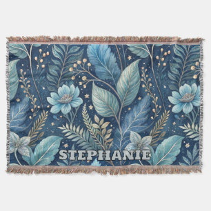 Intricate Blue & Green Botanical - Starry Dark Blu Decke
