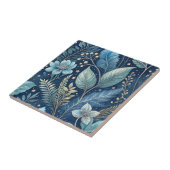 Intricate Blue & Green Botanical - Starry Dark Blu Fliese (Seite)