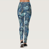 Intricate Blue & Green Botanical - Starry Dark Blu Leggings (Rückseite)