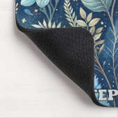 Intricate Blue & Green Botanical - Starry Dark Blu Mousepad (Ecke)