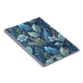 Intricate Blue & Green Botanical - Starry Dark Blu Notizblock (Rechte Seite)