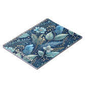 Intricate Blue & Green Botanical - Starry Dark Blu Notizblock (Linke Seite)