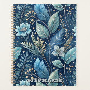 Intricate Blue & Green Botanical - Starry Dark Blu Planer