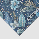 Intricate Blue & Green Botanical - Starry Dark Blu Seidenpapier (Ausschnitt)