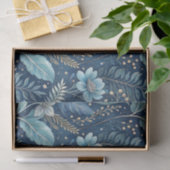 Intricate Blue & Green Botanical - Starry Dark Blu Seidenpapier (Geschenk)