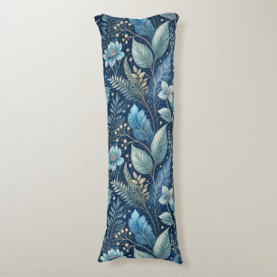 Intricate Blue & Green Botanical - Starry Dark Blu Seitenschläferkissen
