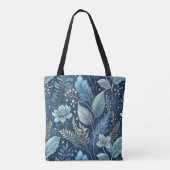 Intricate Blue & Green Botanical - Starry Dark Blu Tasche (Rückseite)