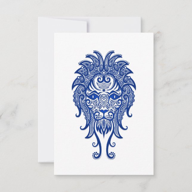 Intricate Blue Leo Zodiac auf Weiß (Vorderseite)