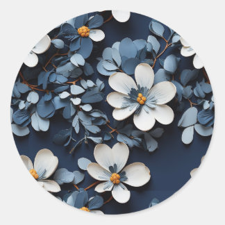 Intricate Blue Petal Pattern Runder Aufkleber