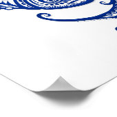 Intricate Blue Pisces Zodiac auf Weiß Poster (Ecke)