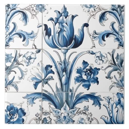 Intricate Blue Rustic Azulejo Tiles Fliese (Vorderseite)