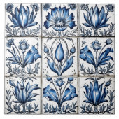 Intricate Blue Rustic Indigo Azulejo Tile Design Fliese (Vorderseite)