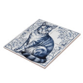 Intricate Blue Rustic Indigo Cat Tiles on Wall Fliese (Seite)