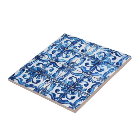 Intricate Blue Tile Pattern Fliese (Seite)