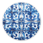 Intricate Blue Tile Pattern Keramikknauf (Vorderseite)