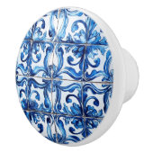 Intricate Blue Tile Pattern Keramikknauf (Rechts)