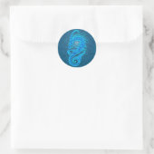 Intricate Blue Tribal Capricorn Runder Aufkleber (Tasche)