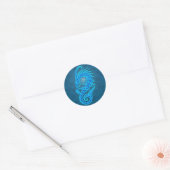Intricate Blue Tribal Capricorn Runder Aufkleber (Umschlag)