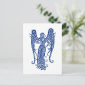 Intricate Blue Virgo Zodiac on White Postkarte (Stehend Vorderseite)