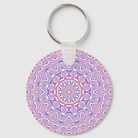 Intricate Bold Groovy Boho Hippie Abstrakt Mandala Schlüsselanhänger (Rückseite)