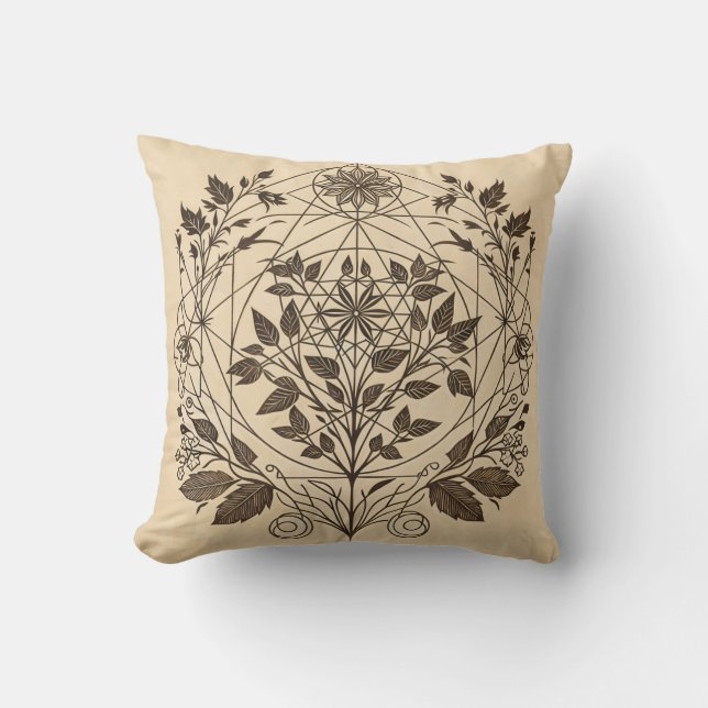 Intricate Botanical Throw Kissen (Vorderseite)