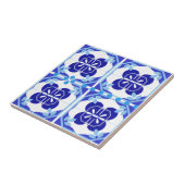 Intricate Bright Blue Navy Azulejos Style Fliese (Seite)
