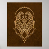 Intricate Brown Gemini Zodiac Poster (Vorne)
