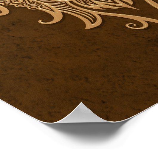 Intricate Brown Leo Zodiac Poster (Ecke)