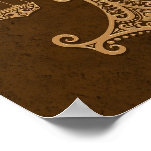 Intricate Brown Libra Zodiac Poster (Ecke)