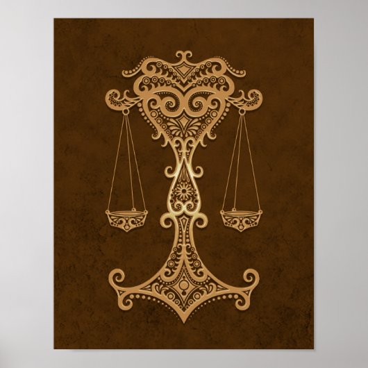 Intricate Brown Libra Zodiac Poster (Vorne)