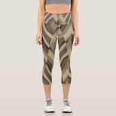 Intricate Brown Marble Muster Capri Leggings (Vorderseite)