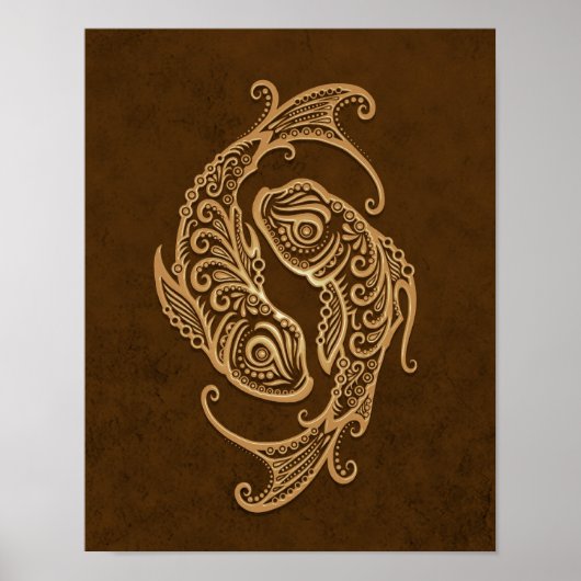 Intricate Brown Pisces Zodiac Poster (Vorne)