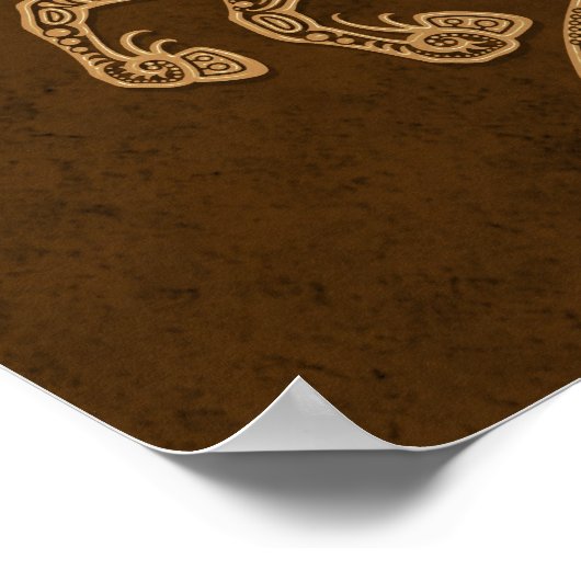 Intricate Brown Sagittarius Zodiac Poster (Ecke)