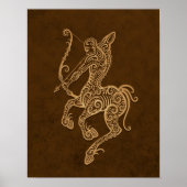 Intricate Brown Sagittarius Zodiac Poster (Vorne)