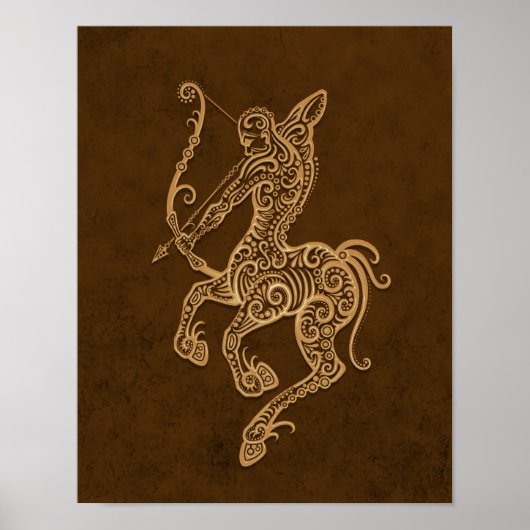 Intricate Brown Sagittarius Zodiac Poster (Vorne)