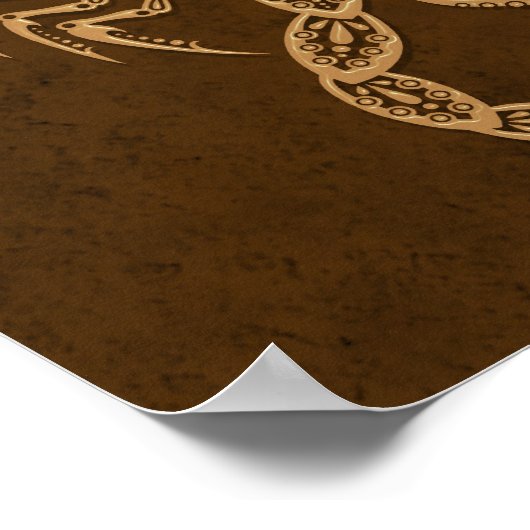 Intricate Brown Scorpio Zodiac Poster (Ecke)