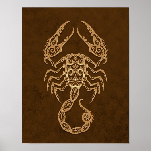 Intricate Brown Scorpio Zodiac Poster (Vorne)
