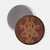 Intricate Brown Stone Octopus Magnet (Vorderseite/Rückseite)