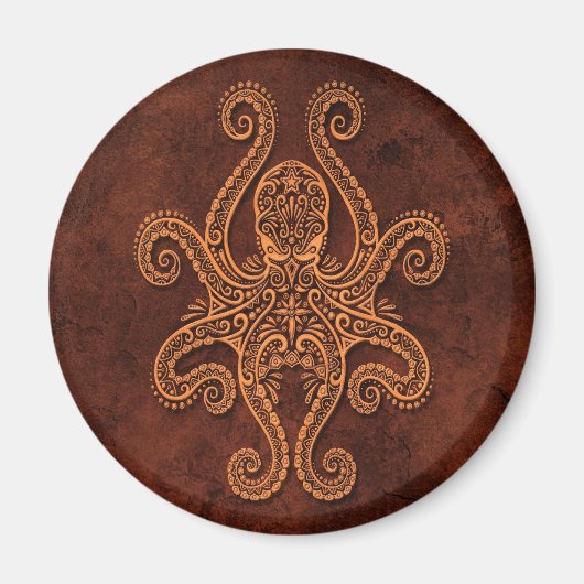 Intricate Brown Stone Octopus Magnet (Vorne)