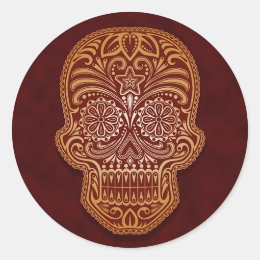 Intricate Brown Sugar Skull Runder Aufkleber (Vorderseite)