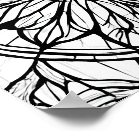 Intricate Cathedral Line Pattern: Stained-Glass Poster (Ecke)