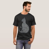Intricate Celtic Knotwork Cat Silhouette T-Shirt (Vorne ganz)
